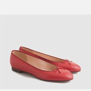NWOB J. Crew Kiki Red Leather Ballet Flats